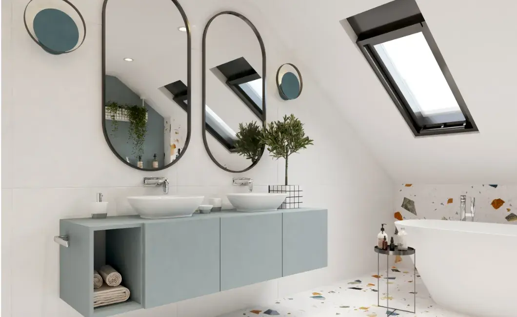 Piękna i nowoczesna łazienka na poddaszu