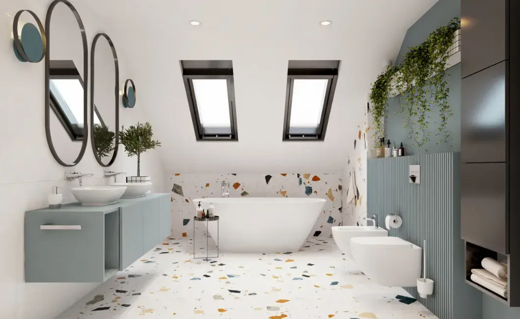 Piękna i nowoczesna łazienka na poddaszu