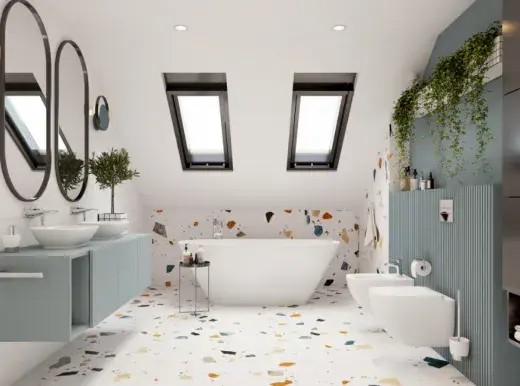 Piękna i nowoczesna łazienka na poddaszu