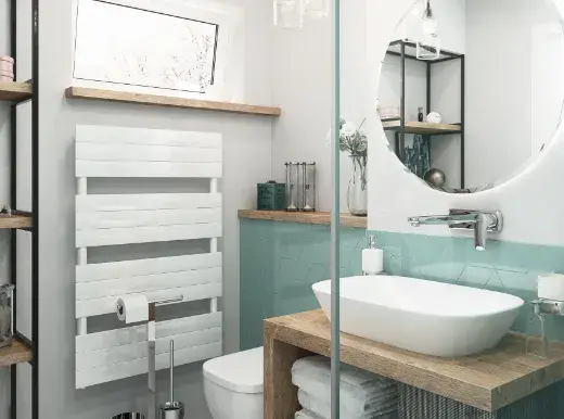 Biel i zieleń do małej łazienki